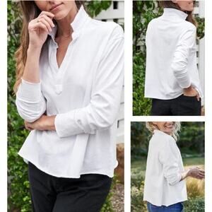 B51 Frank & Eileen Patrick Popover Henley Top Womens Large Coastal Elevated